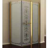 Душевой уголок правый, профиль золото, матовое стекло, прозрачный узор, Romance Collection Skara