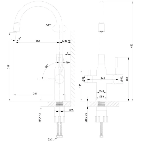 Смеситель для кухни Lemark Expert черный LM5083BL-Black (детальная фотография), для кухни