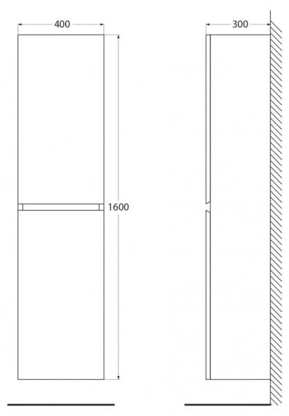 Шкаф-пенал подвесной Cezares Molveno Nero MOLVENO-1600-2A-SC-NR (детальная фотография), в наличии