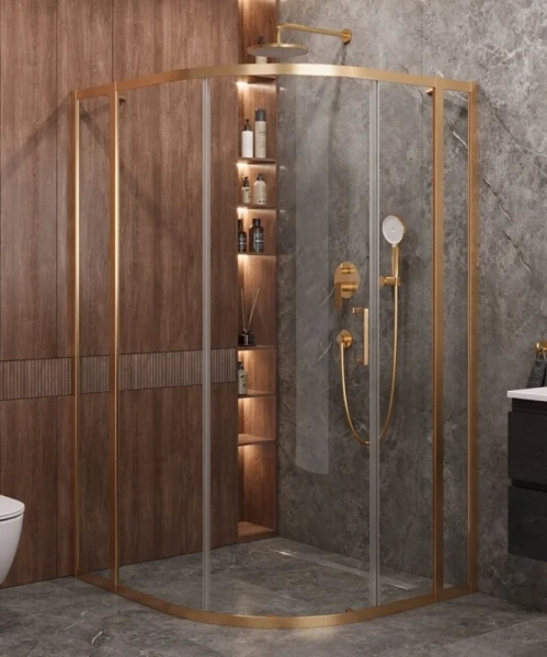 Душевой уголок Cezares Molveno 120х110 см прозрачное стекло профиль золото MOLVENO-RH-11-120/110-C-BORO-IV (детальная фотография)