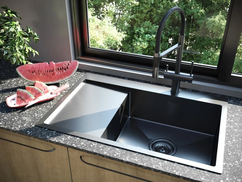 Мойка для кухни Paulmark Elde 78 см вороненая сталь, левая PM807851-GML (детальная фотография), другие