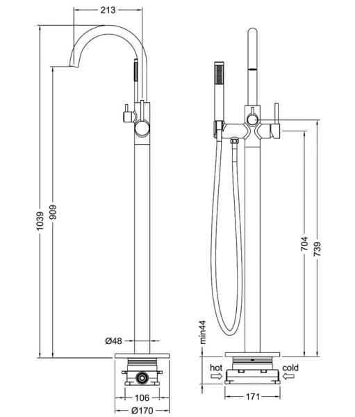 Смеситель для ванны Timo Saona черное золото 2310/18Y-CR (детальная фотография), для ванны