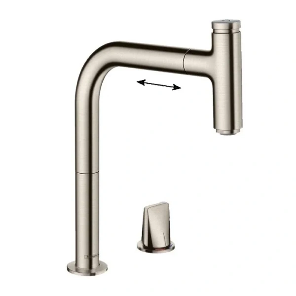 Смеситель для кухни Hansgrohe Metris Select M71 под сталь 73804800 (детальная фотография)