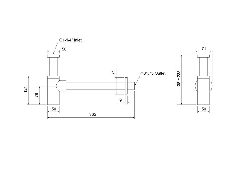 Сифон для раковины Акватек золото полированное AQ6012PG (детальная фотография), золото