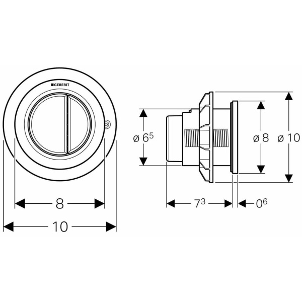 Схема (детальная фотография), слив эконом-стандарт с двумя клавишами