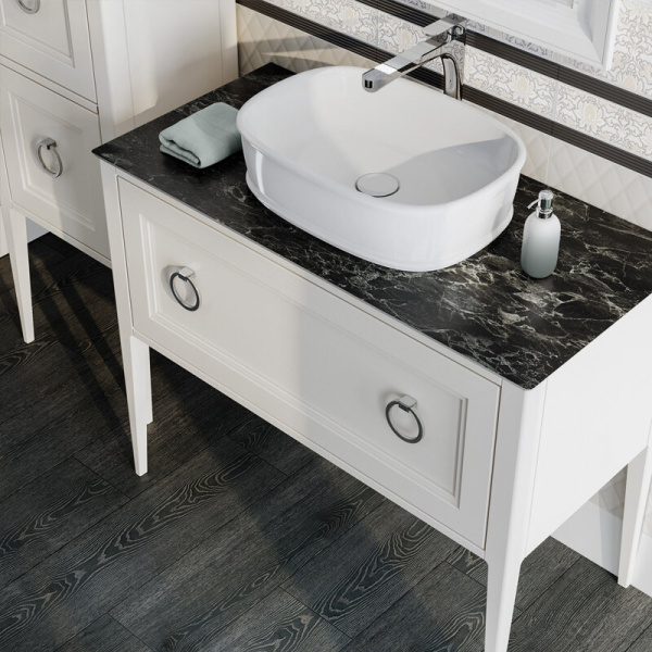 Тумба под раковину напольная Kerama Marazzi Plaza Classic 100 см белая матовая PL.CN.100.1+1\WHT.M (детальная фотография), классика, ретро