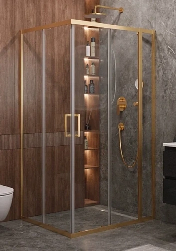 Душевой уголок Cezares Molveno 110х90 см стекло прозрачное профиль золото - фото 2