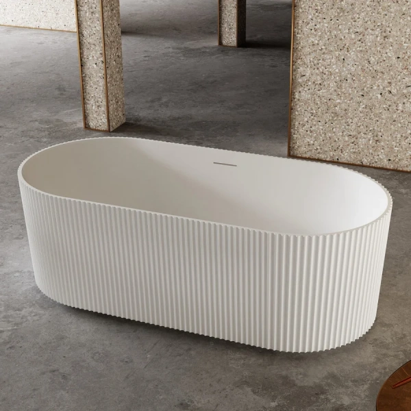 Ванна из искусственного камня Abber Stein 170x75 см белая матовая AS9601 (детальная фотография), современныe, hi-tech