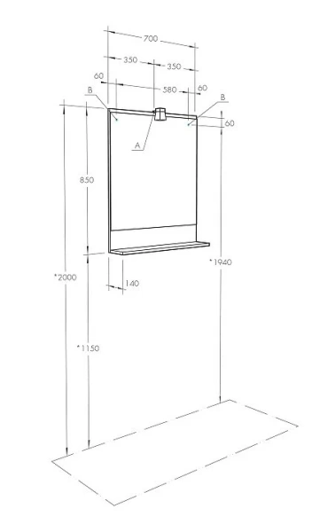 Зеркало с подсветкой Акватон Бекка 70 см дуб сомерсет 1A214402BAC20 (детальная фотография), в наличии