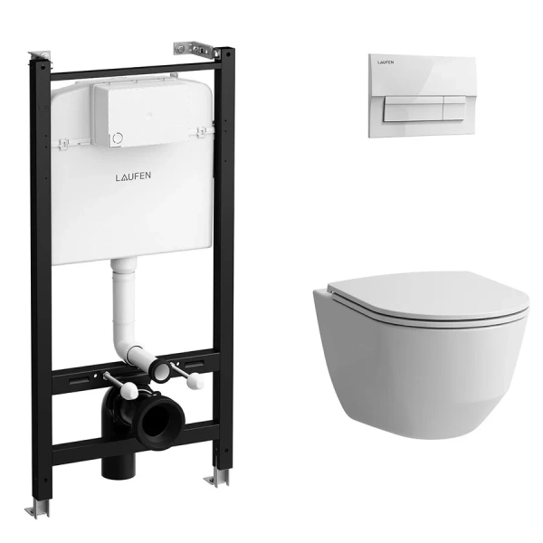 Унитаз с инсталляцией Laufen Pro с кнопкой смыва Z.RU93.0.761.6 (детальная фотография)