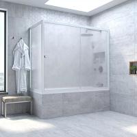 Душевая шторка на ванную профиль белый стекло сатин Vegas-glass