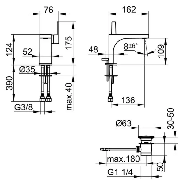 Смеситель для раковины Keuco Edition 11 51104 51104 010000 (детальная фотография), для раковины