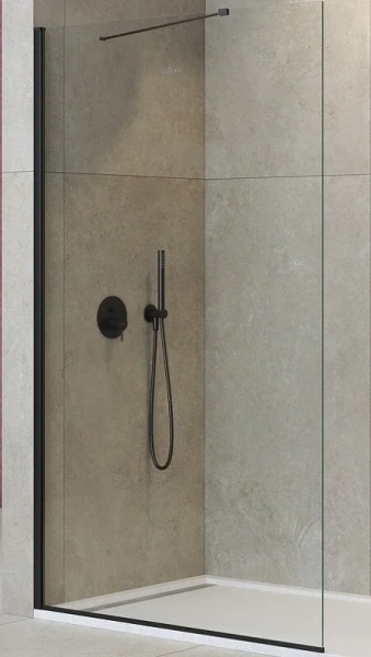 Душевая перегородка Cezares Liberta 110 см стекло прозрачное, профиль черный LIBERTA-L-1-TB-110-C-NERO (детальная фотография)