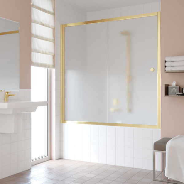 Душевая шторка на ванную стекло сатин Vegas-glass ZV 180 10 (детальная фотография), раздвижные