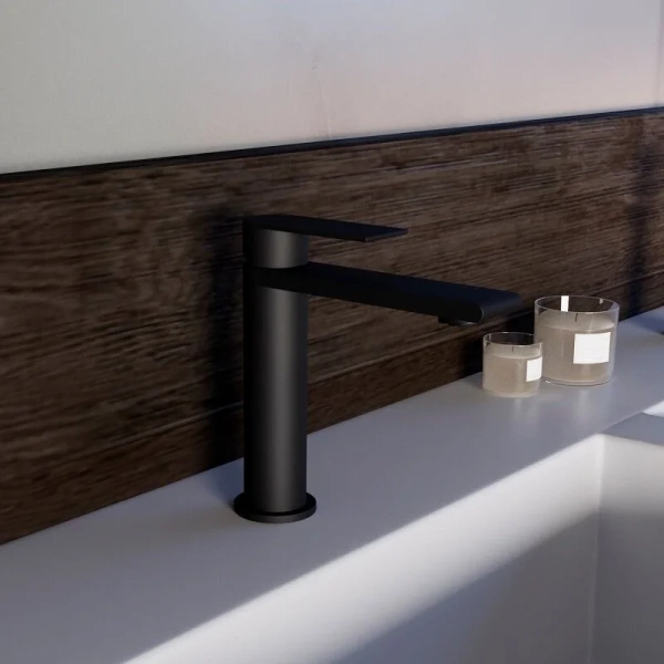 Смеситель для раковины Vincea Vogue черный матовый VBF-2VS1MB (детальная фотография), современные, hi-tech