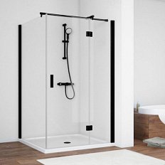 Душевой уголок профиль черный глянцевый стекло прозрачное Vegas-glass