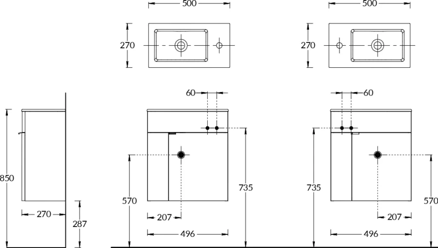 Тумба с раковиной подвесная Kerama Marazzi Lato LA.50\WHT 50 см белая (детальная фотография), современная, hi-tech index_1