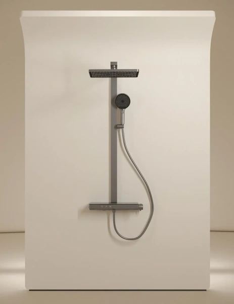 Душевая стойка Sancos Vos вороненая сталь SC6100GG (детальная фотография), с тропическим душем