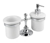 Стакан для ванной и дозатор для мыла Cezares Olimp хром, фурнитура металл