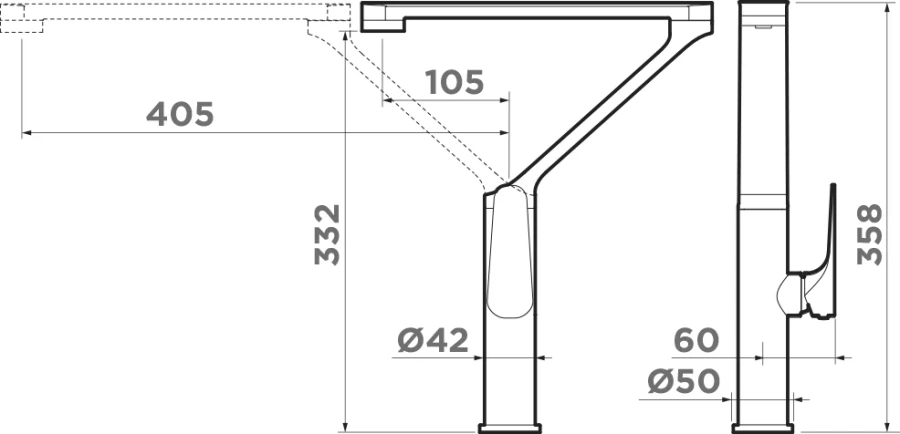 Смеситель для кухни Omoikiri Tara-LG-GM светлое золото/вороненая сталь 4994396 (детальная фотография), золото, комбинированные, другие