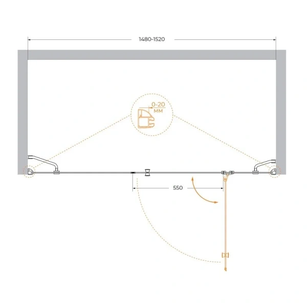 Душевая дверь в нишу Cezares Verona 150 см профиль хром VERONA-W-B-13-60+60/30-C-Cr (детальная фотография), современные, hi-tech