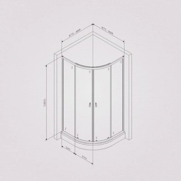 Душевой уголок AM.PM X-Joy W88G-205-090 90x90 см без поддона (детальная фотография), полукруглые, четверть круга
