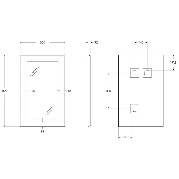 Зеркало с подсветкой BelBagno Kraft 50 см сатин SPC-KRAFT-500-800-SENS-AL (детальная фотография), в наличии
