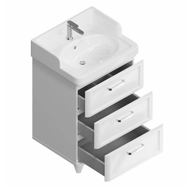 Тумба под раковину напольная Kerama Marazzi Pompei 60 см белая PO.M.60.3\WHT (детальная фотография), напольная, пристенная