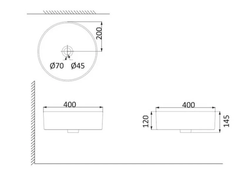Раковина Creo Ceramiqu 40 см белая PU3100 (детальная фотография), современные, hi-tech
