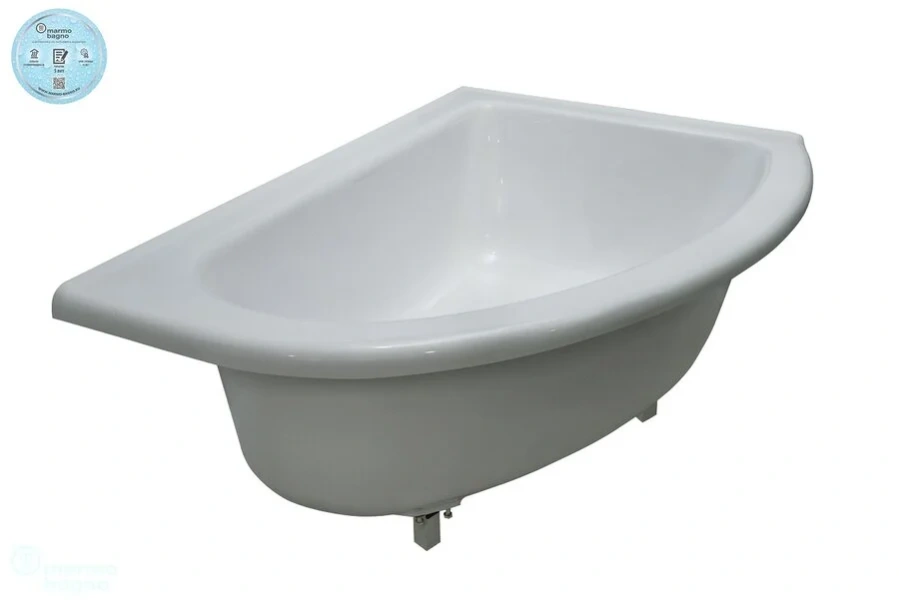 Ванна Marmo Bagno Альба, MB-BL170-110/MB-BR170-110, 170 х 110 см, искусственный камень, L/R, белая (детальная фотография), 170 см