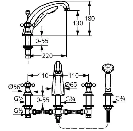 Смеситель для ванны Kludi 1926 позолоченный 515244520 (детальная фотография), для ванны