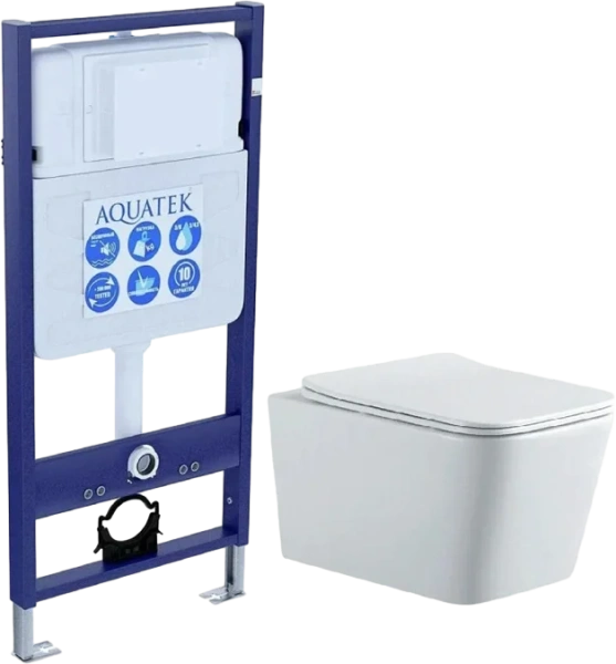 Унитаз с инсталляцией Акватек Либра New с тонким сиденьем SET AQUATEK ЛИБРА N cm (детальная фотография)