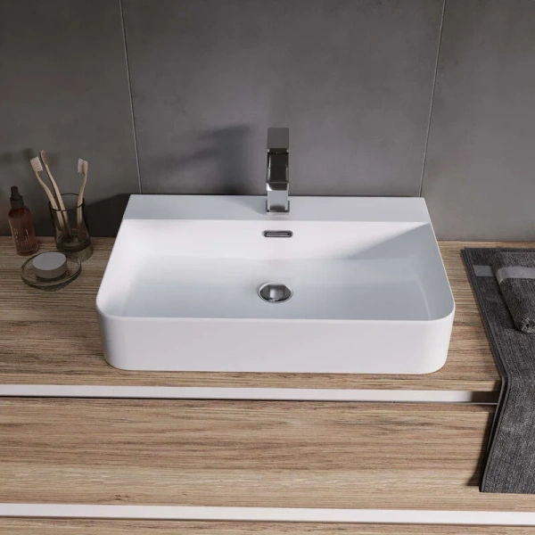 Раковина Grossman 60 см белая GR-3036 (детальная фотография), в форме чаши, прямоугольной формы