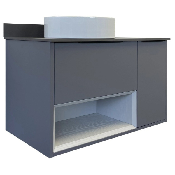 Тумба с раковиной подвесная Comforty Джанкой 90 см серая матовая 00-00017878CF (детальная фотография)