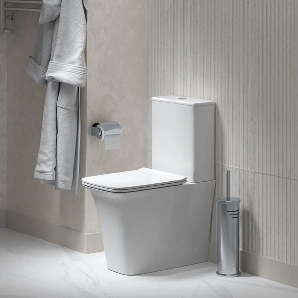 Унитаз компакт Grossman Galaxy белый GR-4468S (детальная фотография), недорогие, безободковые, сиденье с микролифтом , с антивсплеском, компакт, низкие