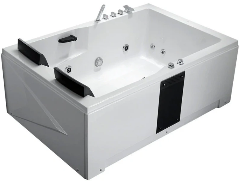 Ванна акриловая Gemy 181x121 см правосторонняя G9061 B R (детальная фотография), с гидромассажем, с ручками, большие, двухместные, глубокие