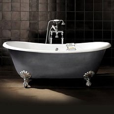 Ванна чугунная с отверстиями под смеситель, цвет натуральный алюминий, Devon&Devon Admiral Iron Effect