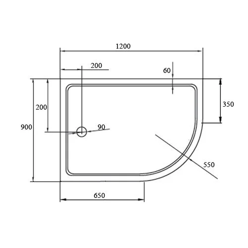 Душевой поддон Cezares Tray 120х90 см правый TRAY-M-RH-120/90-550-35-W-R (детальная фотография), недорогие