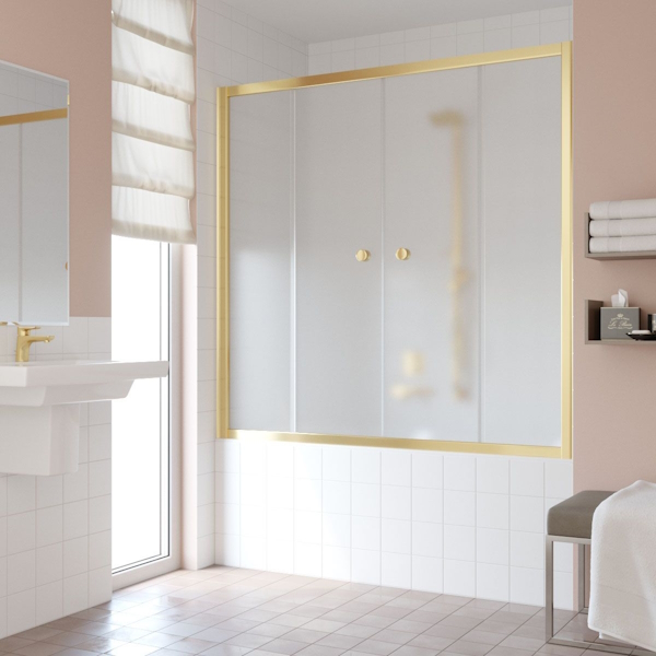Душевая шторка на ванную профиль золотой стекло сатин Vegas-glass Z2V 160 09 10 (детальная фотография)