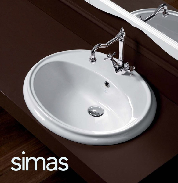 Раковина Simas Arcade 61 см белая, с 1 отверстием под смеситель AR 859 BI (детальная фотография), белые