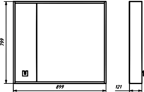 Зеркальный шкаф Misty Мия 90 см левый П-Ми03090-01Л (детальная фотография), современные, hi-tech