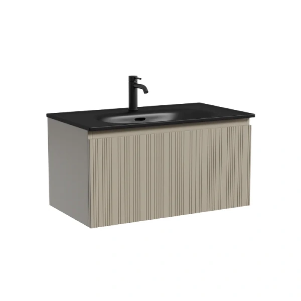 Тумба под раковину подвесная Sancos Code 80 см серая платина CD80GP (детальная фотография), комплект (набор)