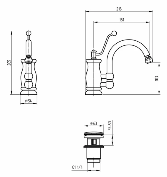 Смеситель для биде Migliore Vivaldi бронза 19535 (детальная фотография), для биде