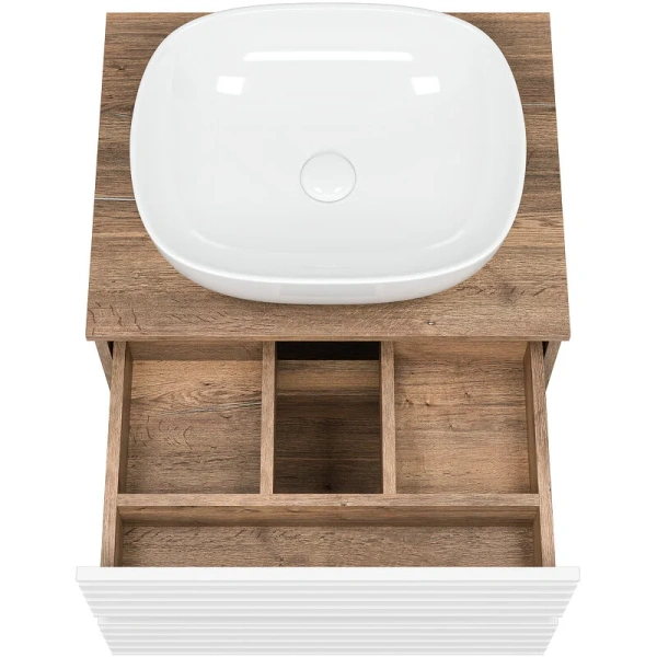 Тумба под раковину подвесная Brevita Dakota 60 см дуб галифакс олово, белый DAK-09060-19/01-2Я (детальная фотография), 60 см