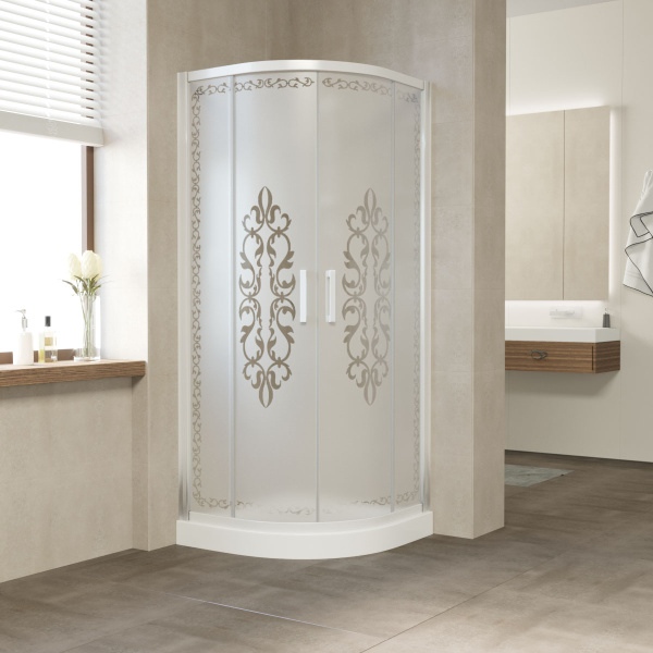 Душевой уголок профиль белый стекло Felicita1 Vegas-glass ZS 100 01 Felicita1 (детальная фотография)