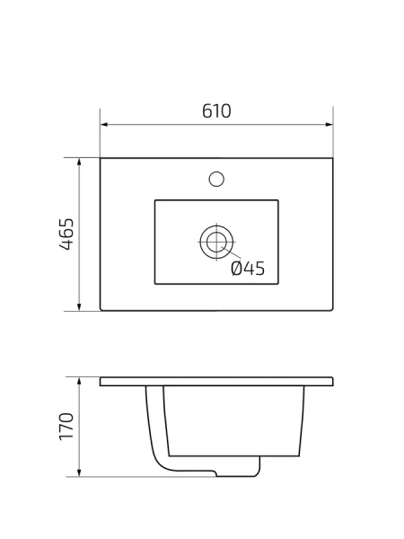 Раковина GID Integrado NYJ807-60 61 см белая 71114 (детальная фотография), современные, hi-tech