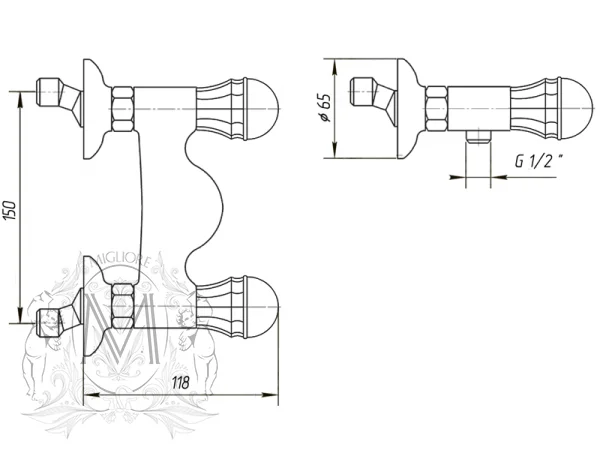 Смеситель для душа Migliore Korona хром ML.KRN-4746.CR (детальная фотография), для душа