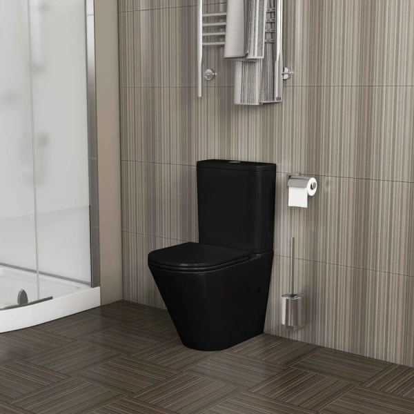 Унитаз компакт Grossman черный GR-4450BMS (детальная фотография), безободковые, сиденье с микролифтом , с антивсплеском, компакт, низкие