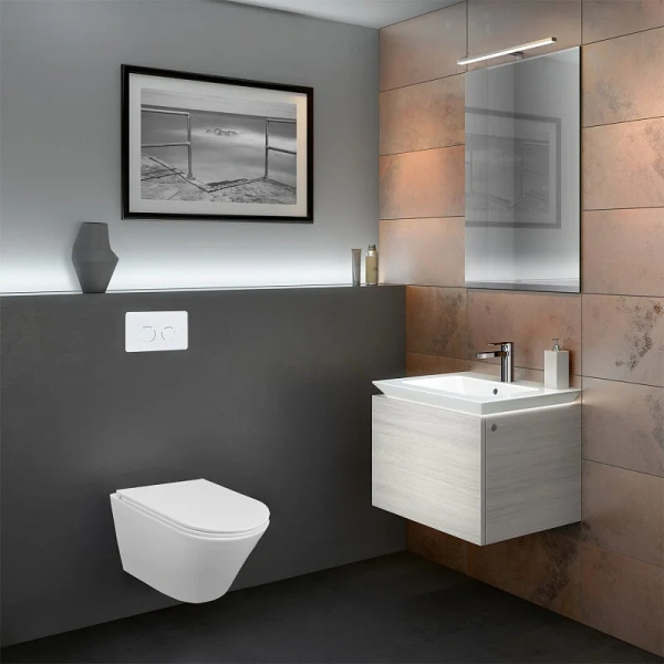 Унитаз подвесной Azario Teramo безободковый AZ-0053-UQ3 (детальная фотография), без бачка, со скрытым бачком