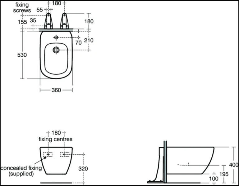 Биде подвесное Ideal Standard Tesi белое T355201 (детальная фотография), современные, hi-tech